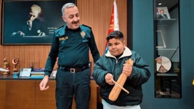 Tekirdağ’ın Muratlı ilçesi Turan Mahallesi’nden gelen çocuklar, Tekirdağ İl Emniyet