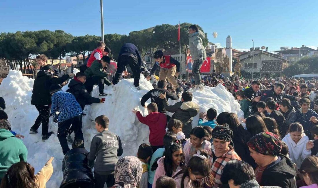 Uzun yıllardır kar yağışı görülmeyen Aydın’ın Germencik ilçesinde, yarıyıl tatiline