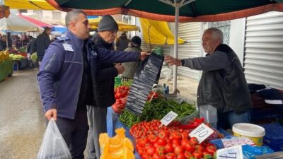 Germencik Belediyesi zabıta ekipleri, Ortaklar Semt Pazarı’nda çevre kirliliği ve