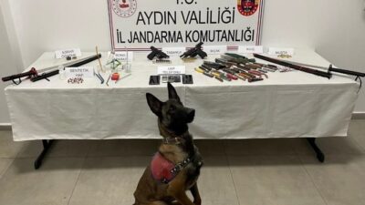 Aydın’ın İncirliova ilçesinde jandarma tarafından yapılan operasyonda uyuşturucu ve silah