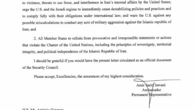 İran’ın BM Daimi Temsilcisi Emir Said İravani, BM Güvenlik Konseyi’ne
