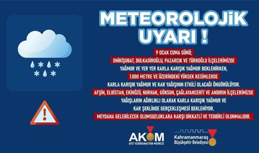 Kahramanmaraş Belediyesi Afet Koordinasyon Merkezi, Cuma günü şehir genelinde yağmur