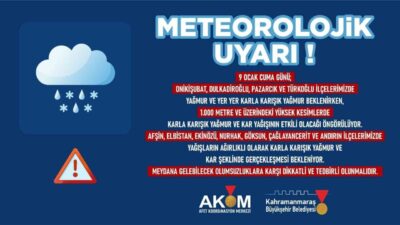 Kahramanmaraş Belediyesi Afet Koordinasyon Merkezi, Cuma günü şehir genelinde yağmur