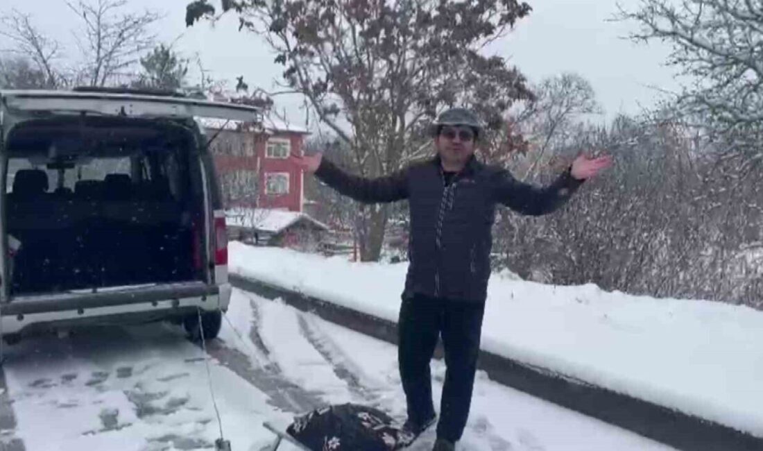 Amasya’da bir aracın arkasına kızak bağlayıp kayan iki kardeş yılın