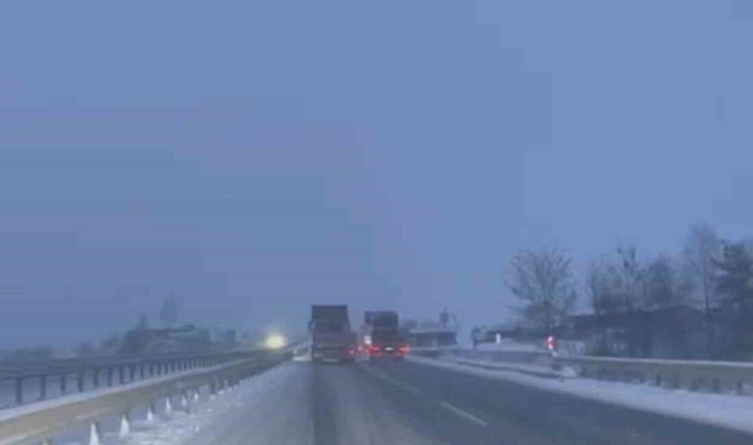 Karadeniz’i İstanbul’a bağlayan D-100 karayolunun Kemikli rampaları mevkisinde kar yağışı