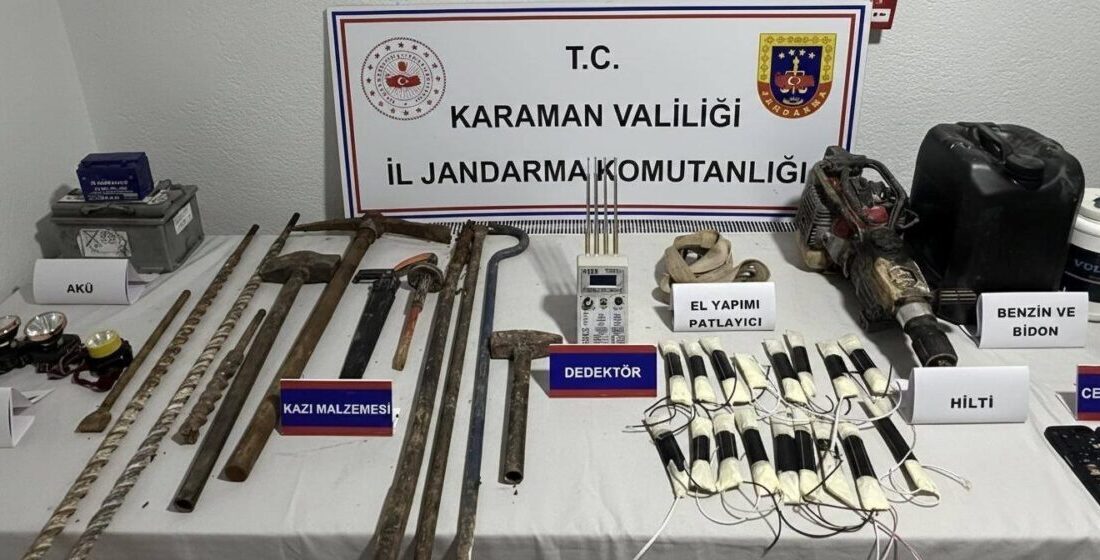 Karaman’da jandarmanın yaptığı uygulamalarda el yapımı dinamitler ile kaçan tütün