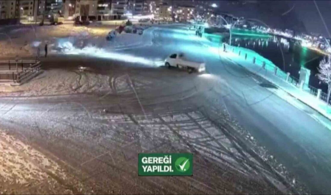Amasya’da karlı yolda kamyonetiyle drift attığı belirlenen sürücü polis kameralarına