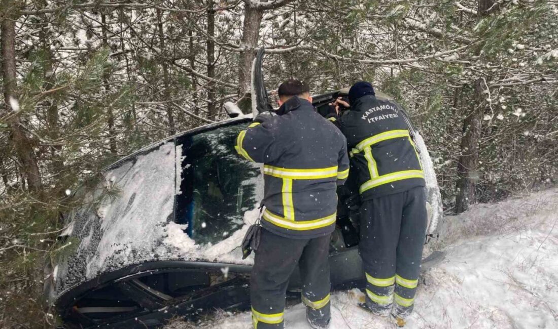 Kastamonu’da otomobilin şarampole yuvarlanması neticesinde meydana gelen kazada 2 kişi