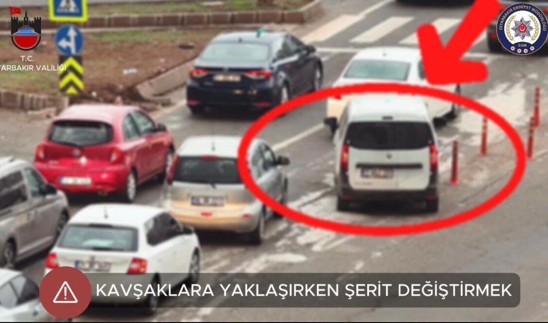 Diyarbakır’da kavşaklara yaklaşırken şerit değiştiren sürücüler dronla tespit edilerek cezai