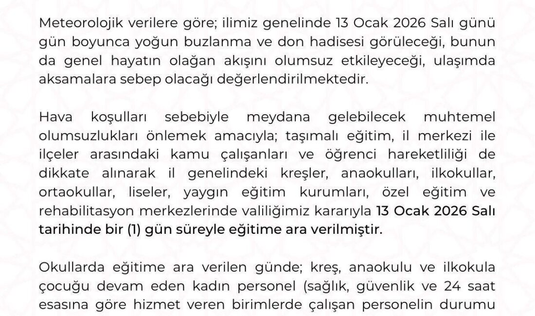 Kayseri’de yoğun kar yağışı nedeniyle eğitime 1 gün ara verildi.
