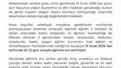 Kayseri’de yoğun kar yağışı nedeniyle eğitime 1 gün ara verildi.