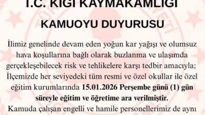 Bingöl’ün Kiğı ilçesinde etkisini devam ettiren yoğun kar yağışı ve