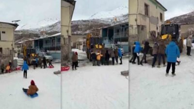Erzincan’ın Üzümlü ilçesinde çocukların kış aylarında kızak yapmak için kullandığı