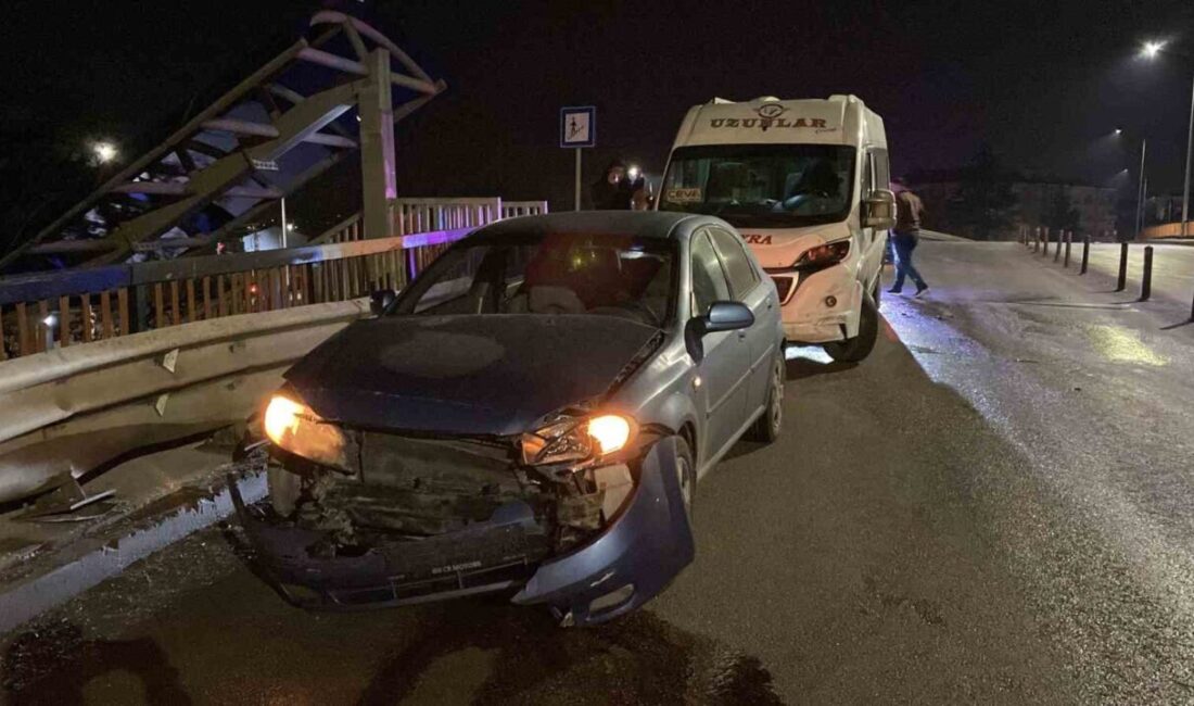 Eskişehir’de köprüde ıslak zeminin etkisiyle sürücüsünün kontrolünden çıkan otomobil karşı