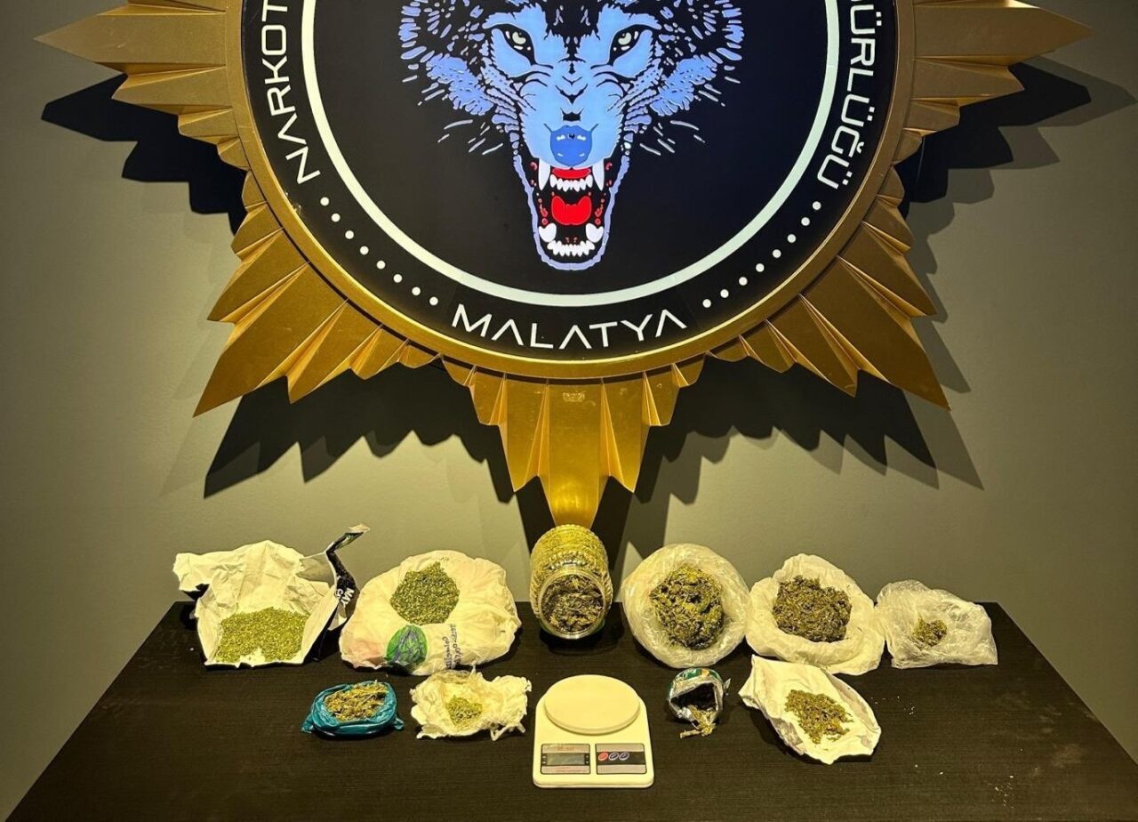 Malatya’da sokak satıcılarına yönelik düzenlenen operasyonda 800 gram esrar maddesi
