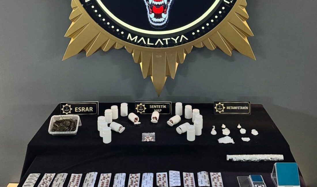 Malatya’da polis tarafından düzenlenen uyuşturucu operasyonunda gözaltına alınan 14 şüpheliden