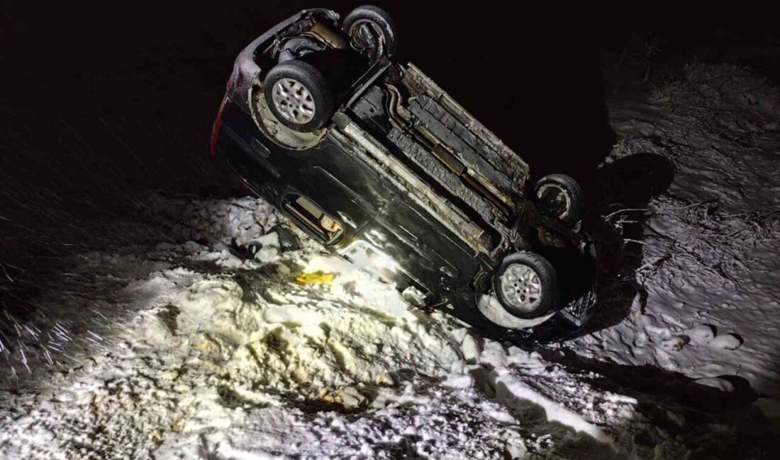 Mardin’in Midyat ilçesinde sürücüsünün kontrolünden çıkarak şarampole devrilen hafif ticari