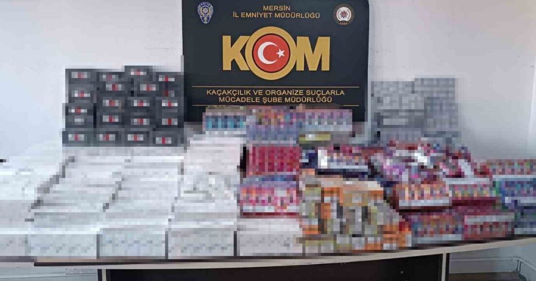 Mersin’de polis ekiplerince yapılan çalışmada, binlerce gümrük kaçağı elektronik sigara,