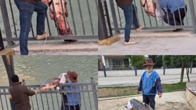 Mersin’de Silifke ilçesinden geçen Göksu Nehri’nde balık tutan bir kişinin