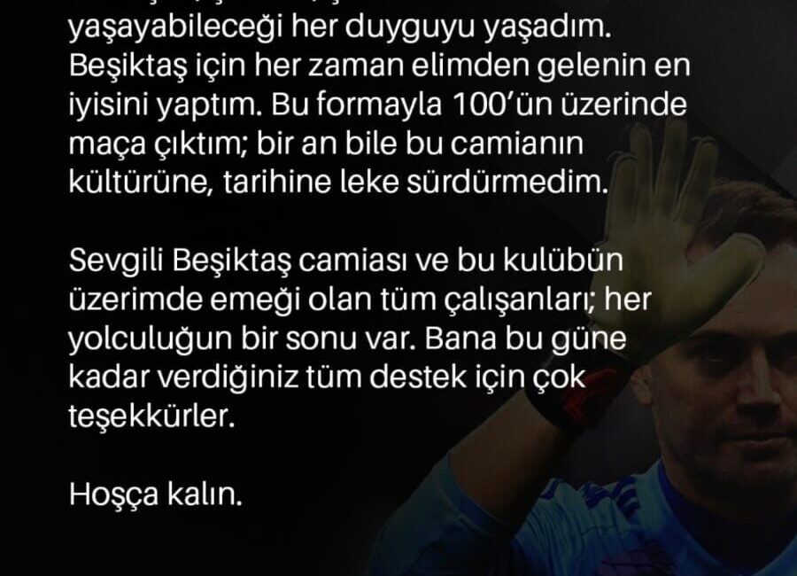 Beşiktaş ile yollarını ayıran kaleci Mert Günok, sosyal medya hesabından