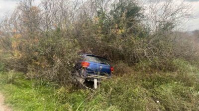Milas-Bodrum karayolunda hakimiyeti kaybolan aracın şarampole uçması sonucu meydana gelen