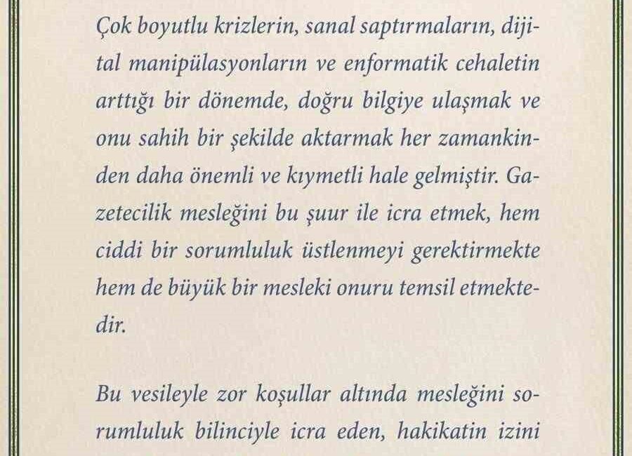 Milli İstihbarat Teşkilatı (MİT) Başkanı İbrahim Kalın, tüm gazetecilerin 10