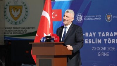 Lefkoşa’da düzenlenen Mobil X-Ray Tarama Sistemi’nin Teslim Töreni’nde konuşan Ticaret
