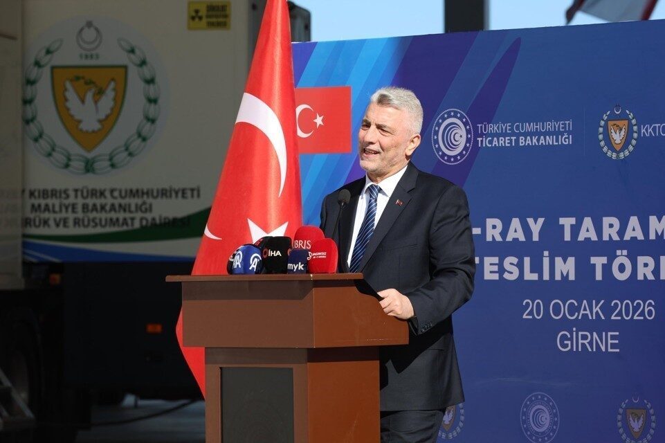 Lefkoşa’da düzenlenen Mobil X-Ray Tarama Sistemi’nin Teslim Töreni’nde konuşan Ticaret