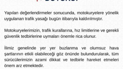 Tunceli’de, olumsuz hava şartları nedeniyle motokuryelere yönelik uygulanan trafik yasağı