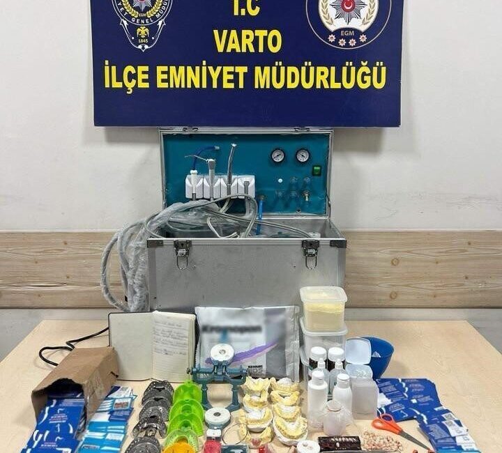 Muş’un Varto ilçesinde ruhsatsız şekilde hastalara takma diş ve dolgu