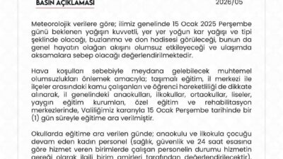 Niğde Valiliği, meteorolojik veriler doğrultusunda il genelinde beklenen olumsuz hava