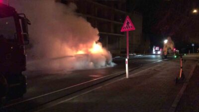 Ordu’nun Ünye ilçesinde seyir halindeyken alev alan kamyonet kullanılamaz hale