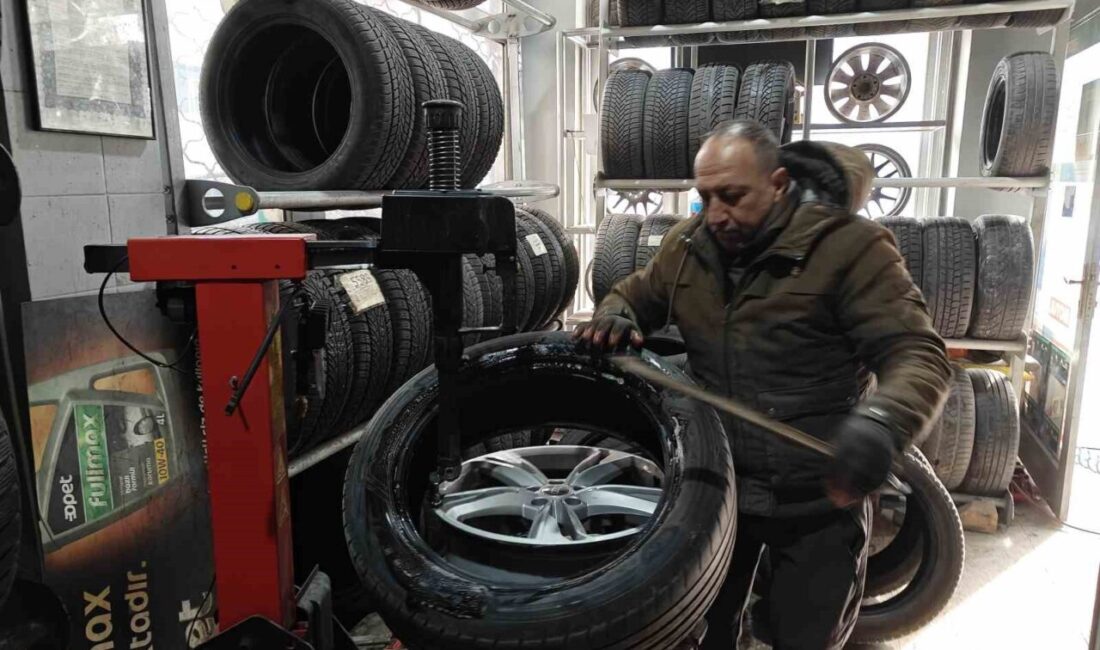 Kayseri’de oto lastikçilik yapan Fatih Durmuş, kış aylarında karların erimesi