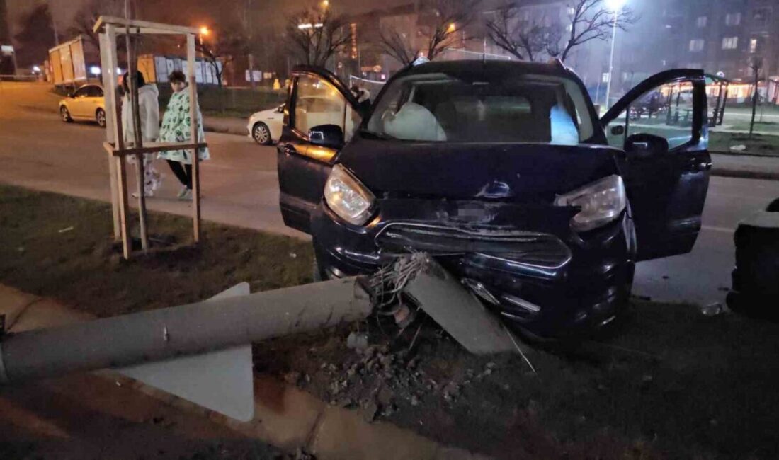 Edirne’de kontrolden çıkan otomobilin refüje çıktığı kaza, bir iş yerinin