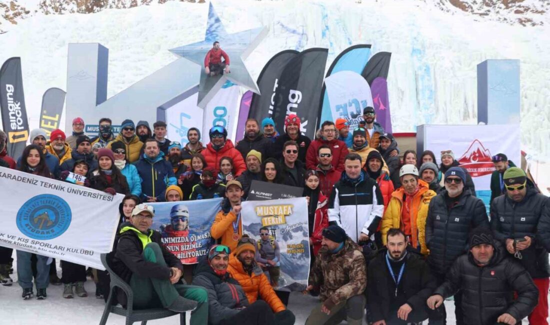 Palandöken Kayak Merkezi’nde düzenlenen Türkiye Buz Tırmanışı Şampiyonası büyük bir