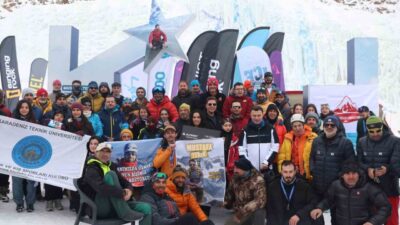 Palandöken Kayak Merkezi’nde düzenlenen Türkiye Buz Tırmanışı Şampiyonası büyük bir