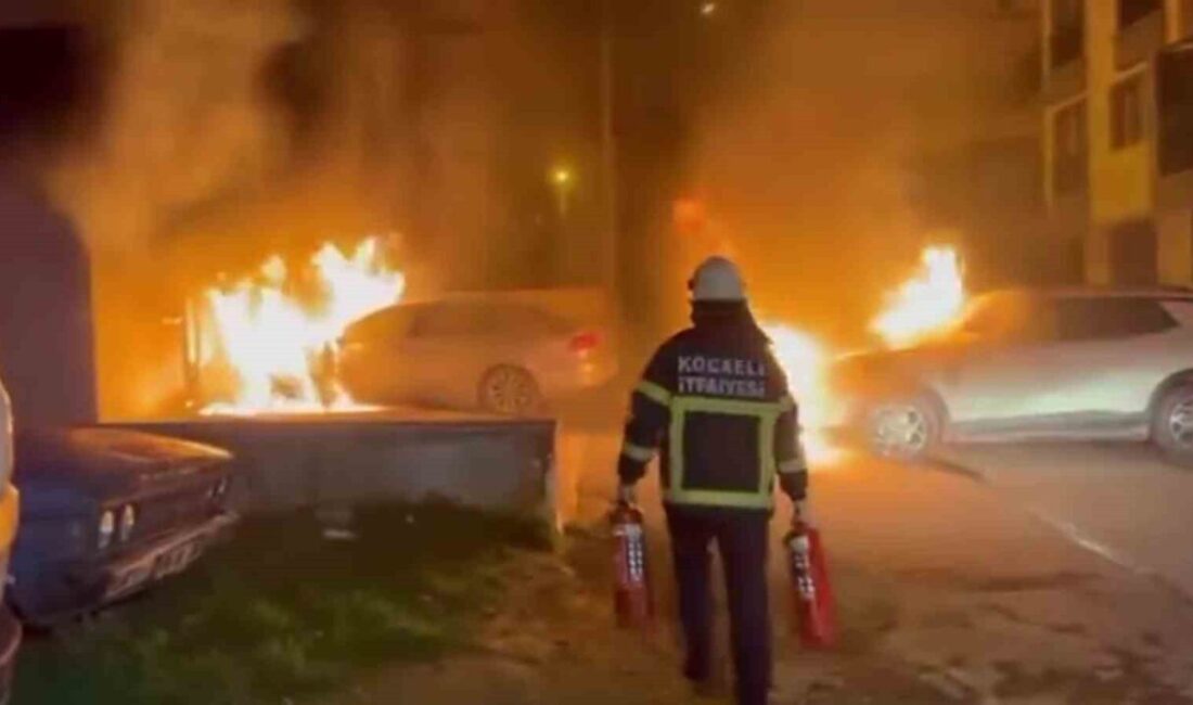 Kocaeli’nin Darıca ilçesinde park halinde bulunan otomobilde çıkan yangın paniğe