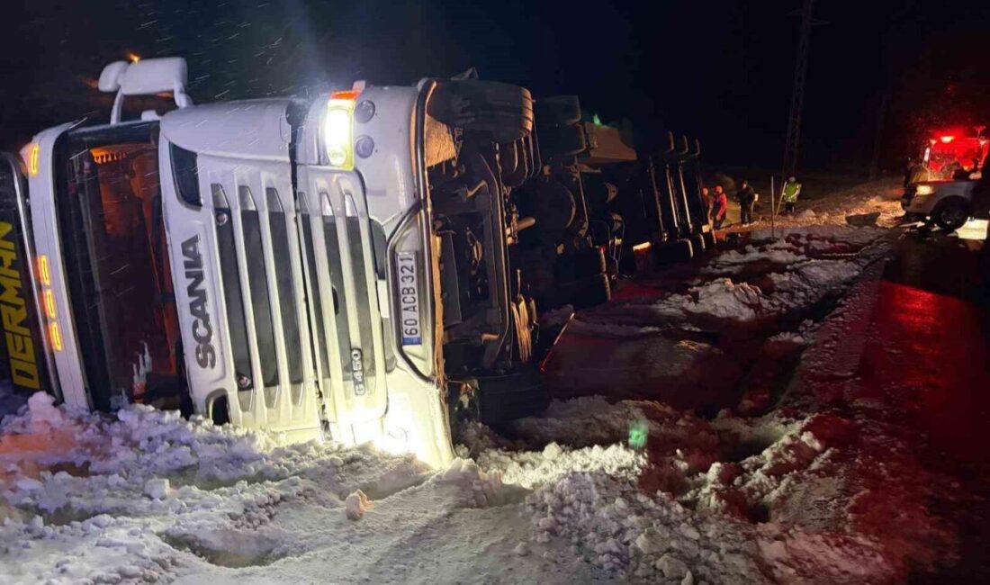 Erzincan’ın Refahiye ilçesinde hayvan yüklü tırın şarampole devrilmesi sonucu meydana