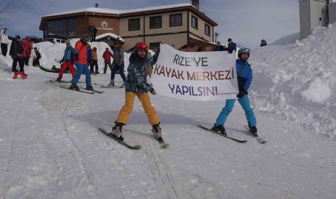 Rize’de bulunan Handüzü Yaylası’na kayak yapmak için gelen vatandaşlar, açtıkları