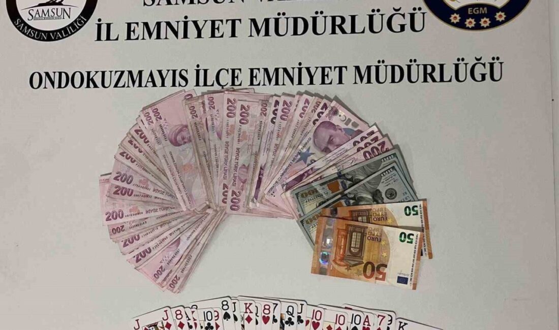Samsun’un 19 Mayıs ilçesinde polis ekiplerince kumar oynanmasına yönelik gerçekleştirilen