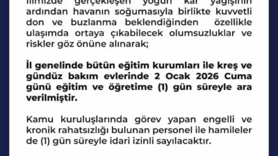Şanlıurfa Valisi Hasan Şıldak, kar yağışı nedeniyle oluşabilecek buzlanma riskine