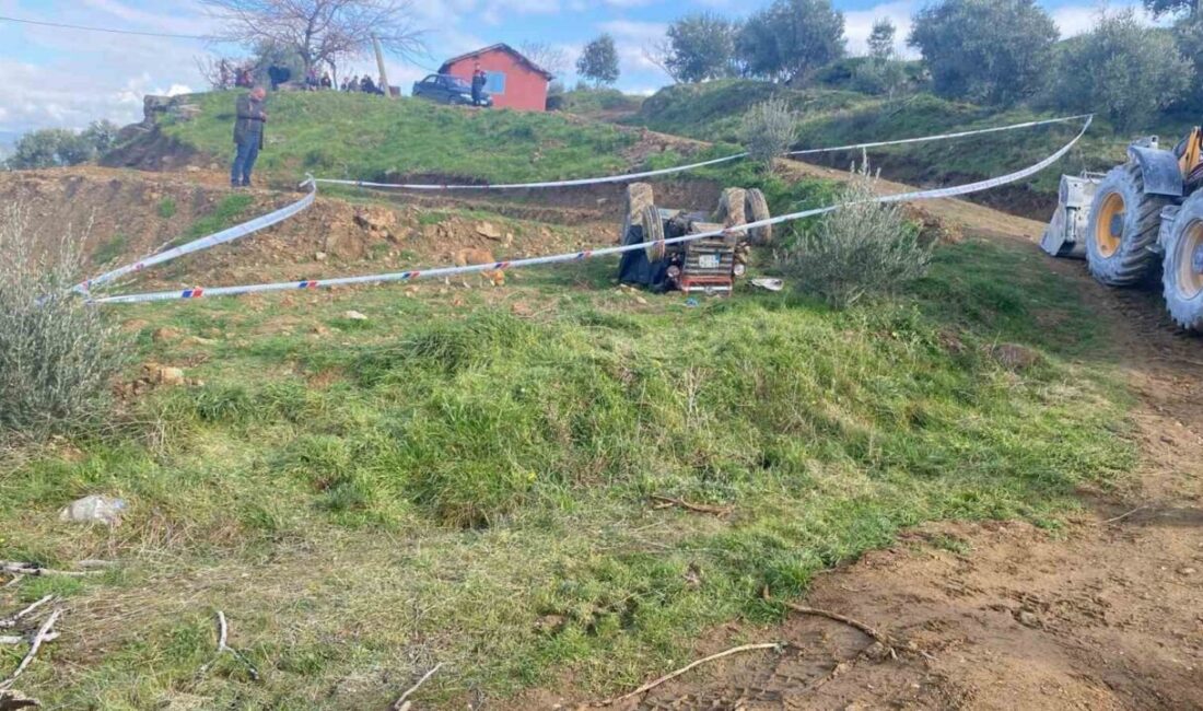 İzmir’in Ödemiş ilçesinde dağ yolunda seyir halindeki traktörün şarampole devrilmesi