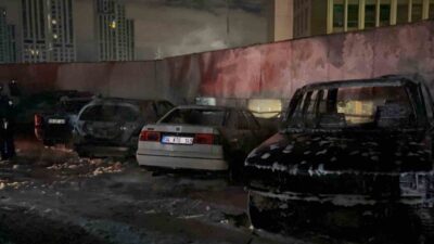 Sarıyer’de bulunan bir otoparkta park halinde bulunan 5 araç şüpheli