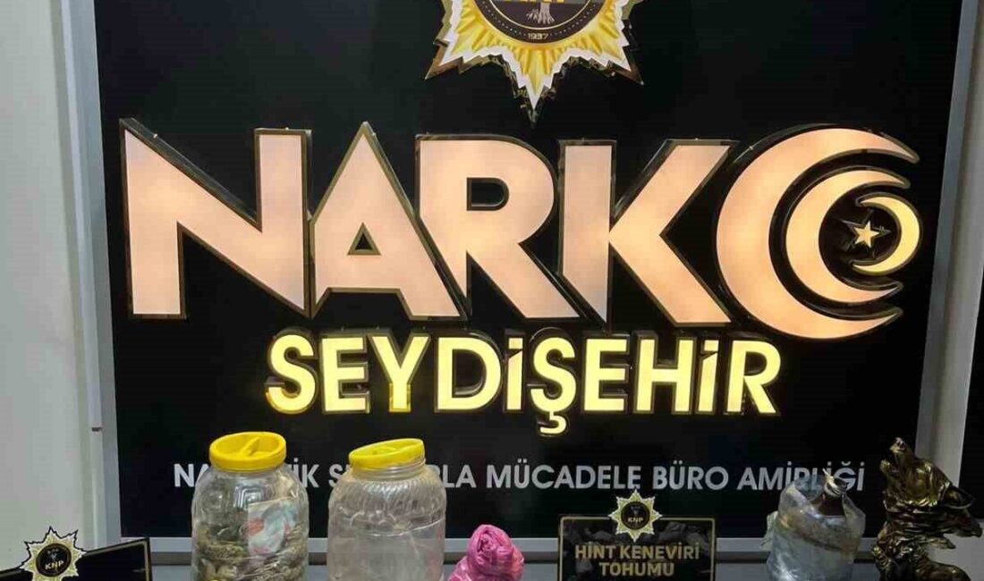 Konya’nın Seydişehir ilçesinde narkotik polisinin düzenlediği operasyonda çok miktarda uyuşturucu