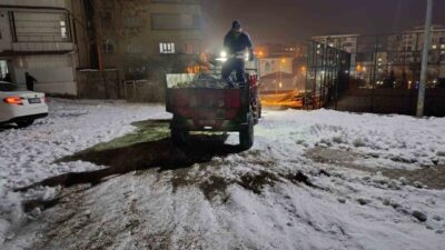 Siirt Belediyesi ekipleri, etkisini artırarak devam eden kar yağışı ve