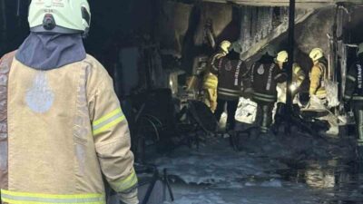 Silivri Sanayi Sitesi’nde bir iş yerinde çıkan yangın, çırakların dikkati