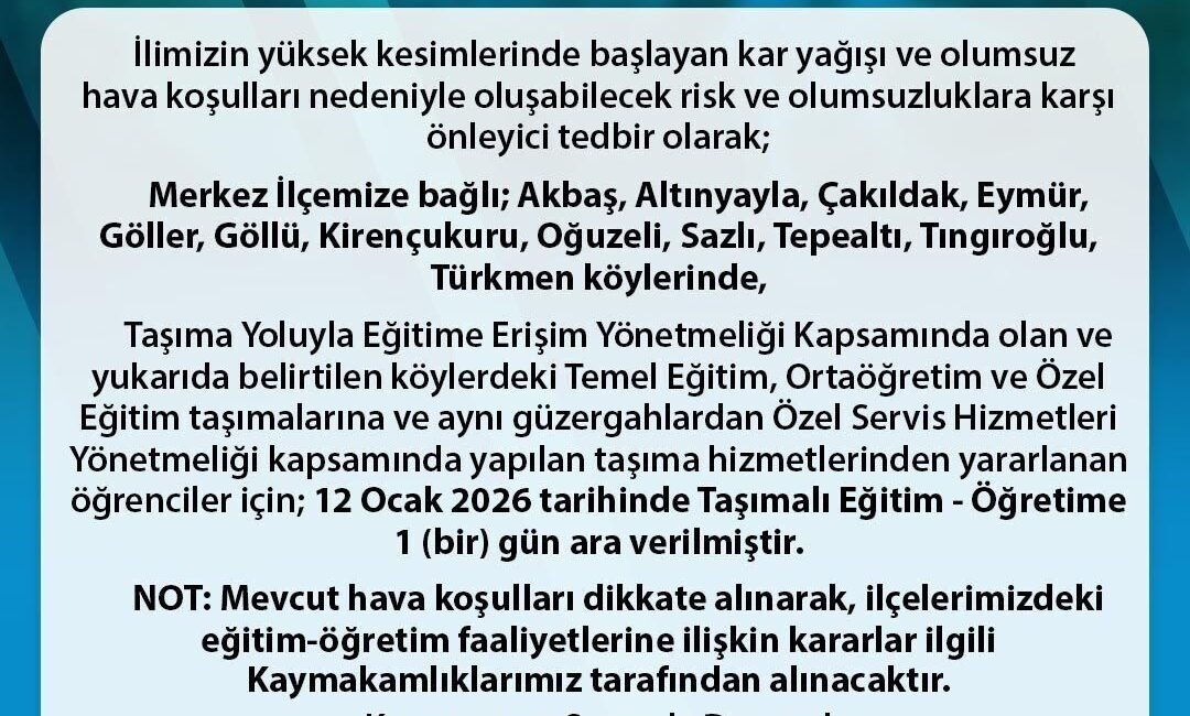 Sinop Valiliği, il genelinde özellikle yüksek kesimlerde etkisini artıran kar