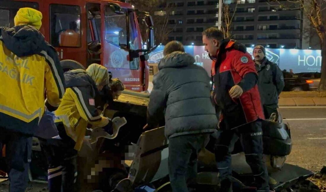 Kayseri’nin Melikgazi ilçesinde kontrolü kaybolan otomobil yolun karşısına geçerek, takla