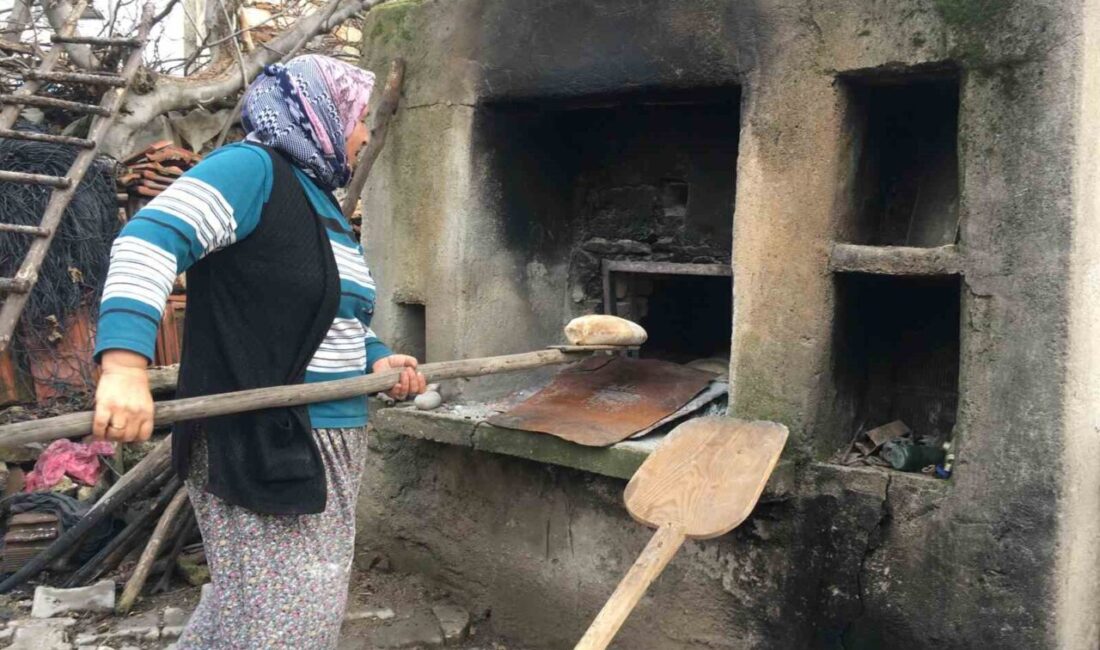 Manisa’nın Demirci ilçesinde geleneksel yöntemlerle taş fırınlarda pişirilen ev ekmekleri,
