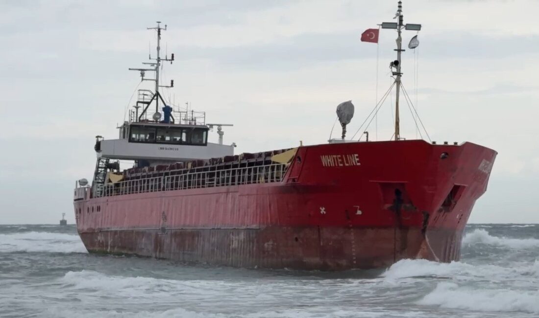 Tekirdağ’ın Marmaraereğlisi ilçesinde Palau bayraklı bir yük gemisi, şiddetli rüzgarın
